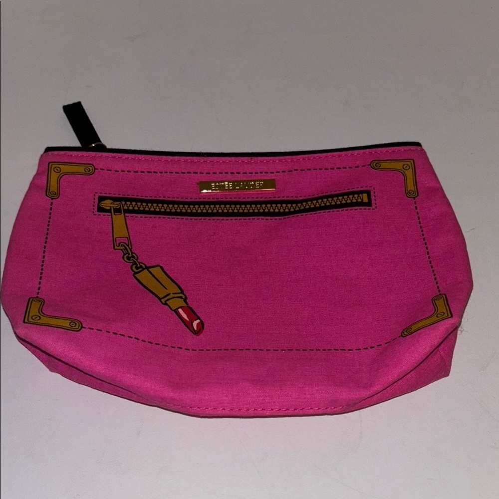 ESTEE LAUDER PINK COSMETICS BAG WITH LIPSTICK DESIGN